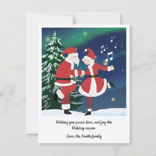 Fun Santa and Mrs. Claus dancing Christmas card
