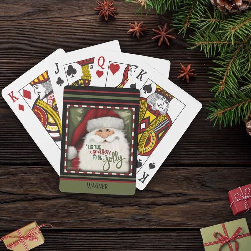 Fun Santa Christmas Festive Red Green Inspirivity Poker Cards