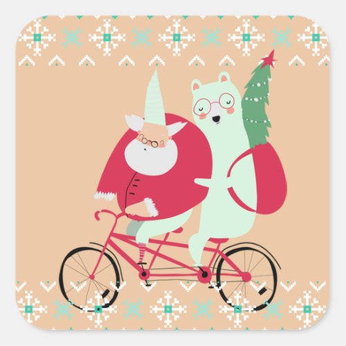 Fun Santa Claus Christmas Holidays Square Sticker