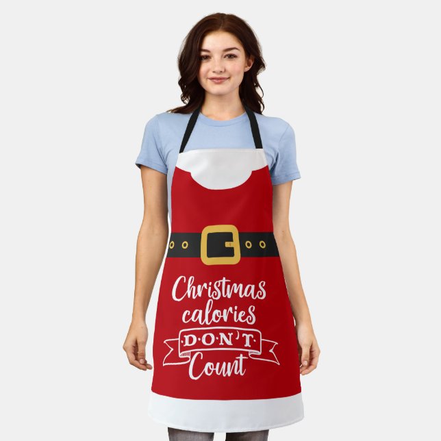 Fun Santa Claus festive red Christmas calories Apron (Worn)
