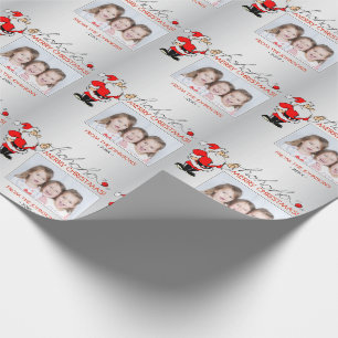 Fun Santa Claus HOHOHO Red Silver add PHOTO Wrapping Paper