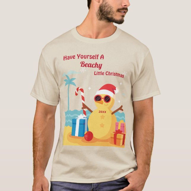 Fun Santa Claus Holiday Christmas Snowman Custom T-Shirt (Front)