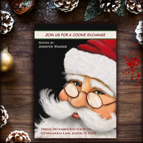 Fun Santa Cookie Exchange Custom Christmas  Invitation