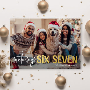Fun Santa Says 67 Photo Foil Holiday Card