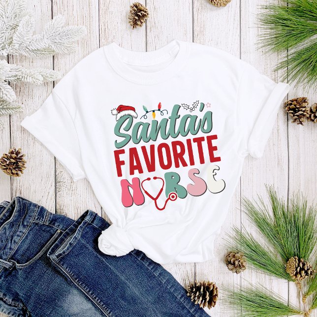Fun Santa's Favorite Nurse Christmas Women's T-Shirt (Creator Uploaded)