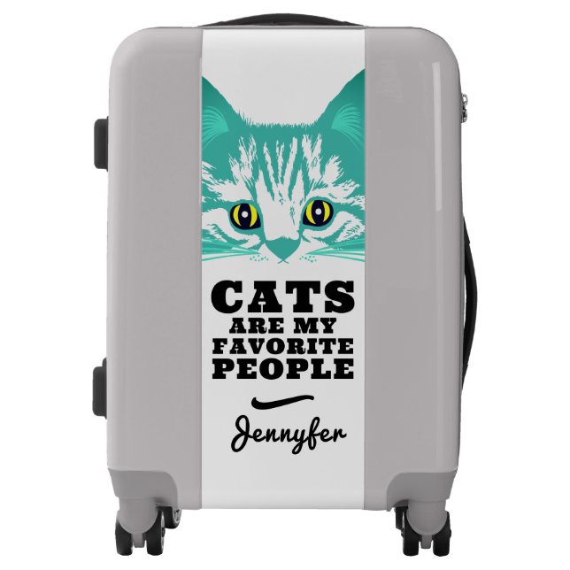 Fun Sarcasm Cat Saying Blue Cat Stencil Bold Typo Luggage (Front)
