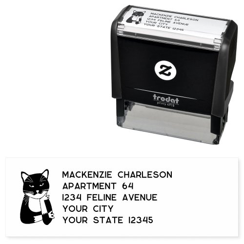 Fun Sarcastic Cat Return Address Self_inking Stamp