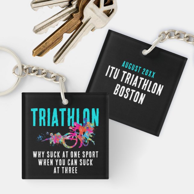 Fun Sarcastic Colorful Triathlon Paint Splatters Keychain (Creator Uploaded)