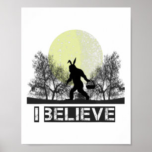 Fun Sasquatch Bigfoot Easter Bunny Ears Cryptid Mo Poster