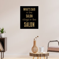 Fun Saying Whats Said in the Salon Gold Black