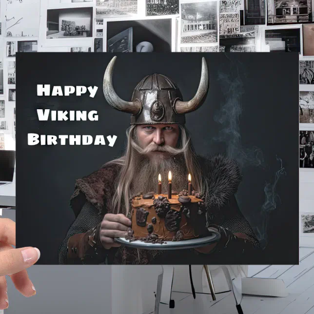 Fun Scandinavian Viking Warrior - Nordic Birthday Card | Zazzle