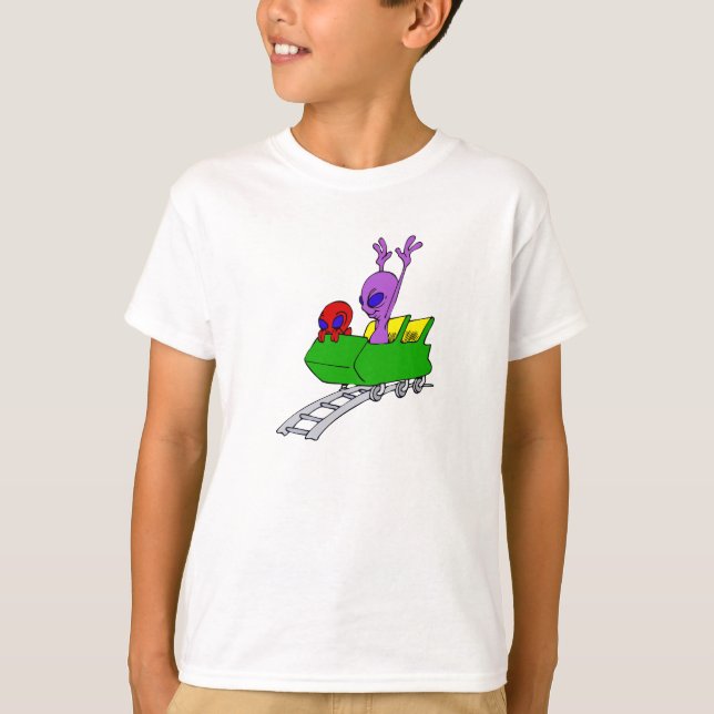 Fun & Scared Alien on Coaster T-Shirt (Front)
