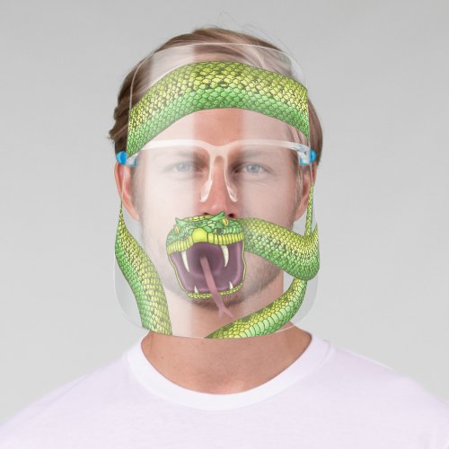Fun Scary Green Snake Serpent with Fangs Unique Face Shield