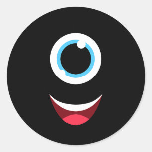 Fun Scary Monster Eyeball Face Easy Halloween Cost Classic Round Sticker