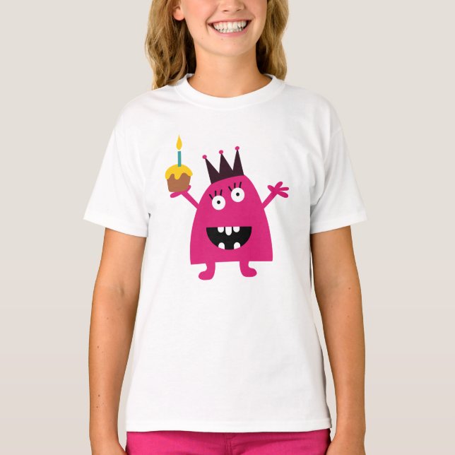 Fun scary monster wearing a hat girl's t-shirt (Front)