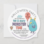 Fun & Scary Monster White Time Party Invitation<br><div class="desc">Fun monster time party invitation for Halloween or anytime you want to celebrate monsters!  You can easily change this to a monster birthday party invite. Cute monsters grin and grimace at you in colors of turquoise,  purple and coral. The kids will love this!</div>