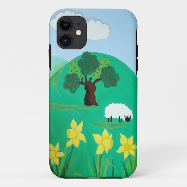 fun scenic illustration of cute sheep Case-Mate iPhone case (Back)