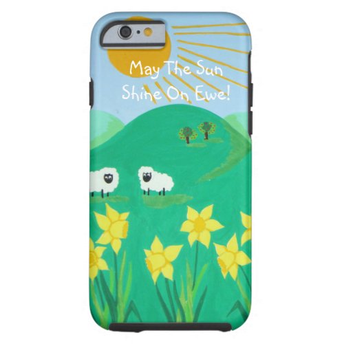 fun scenic illustration of cute sheep tough iPhone 6 case