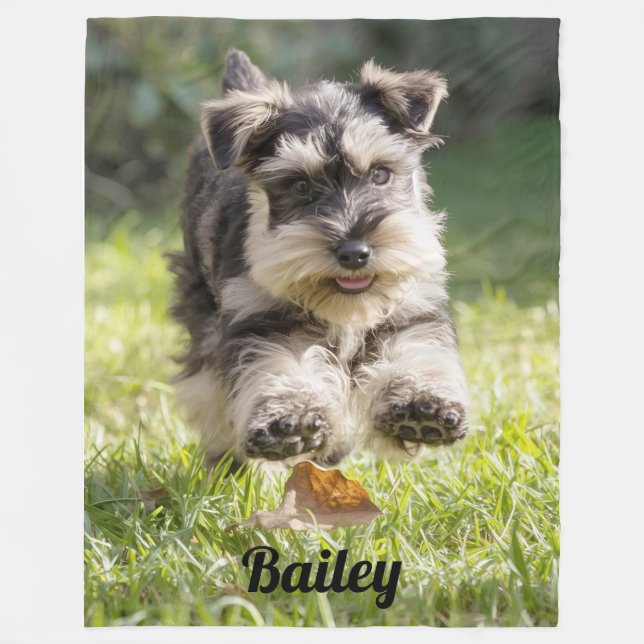 Fun Schnauzer Personalized Fleece Blanket (Front)