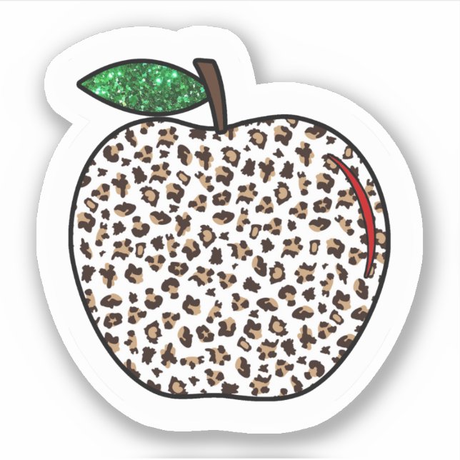Fun school Animal Print Apple School Teacher  Sticker (Front)