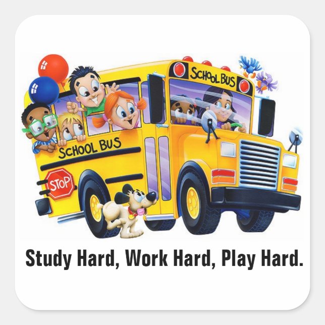 Fun School Bus Driver Party T Shirts Personalized Square Sticker (Front)