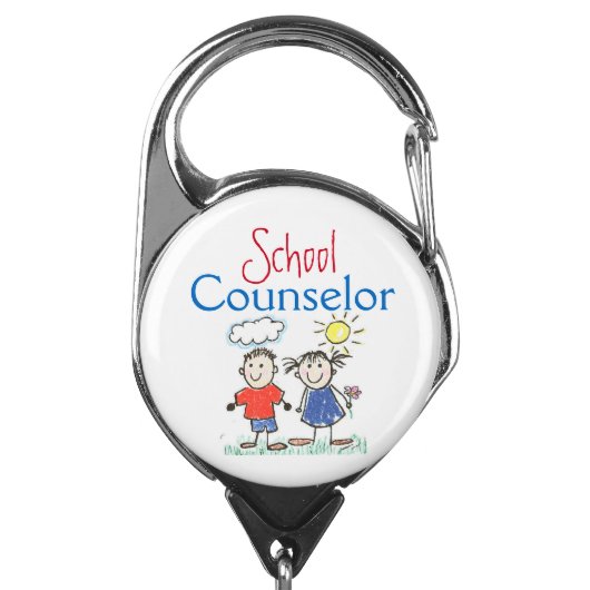 Fun School Counselor's Badge Holder (Carabiner Front)
