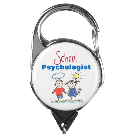 Fun School Psychologist's Badge Holder (Carabiner Front)