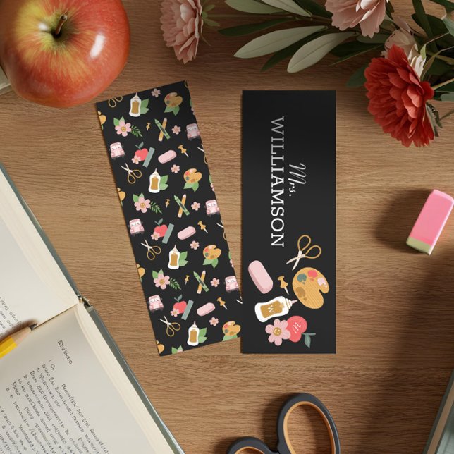 Fun School Teacher School Supplies Personalized Bookmarks (Fun School Teacher School Supplies Personalized Bookmarks)