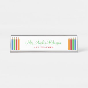 Fun School Teacher School Supplies Personalized Desk Name Plate