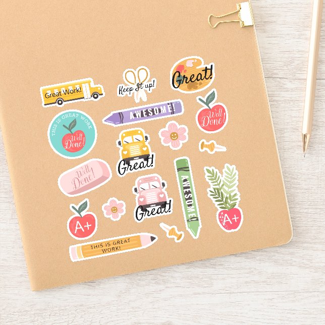 Fun School Teacher Themed Words Of Encouragement Sticker (Notebook)