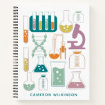 Fun Science Chemistry Laboratory Artwork Name Notebook<br><div class="desc">This fun custom notebook features a cute science and chemistry themed design in teal. Personalize it with your name. Great gift idea!</div>
