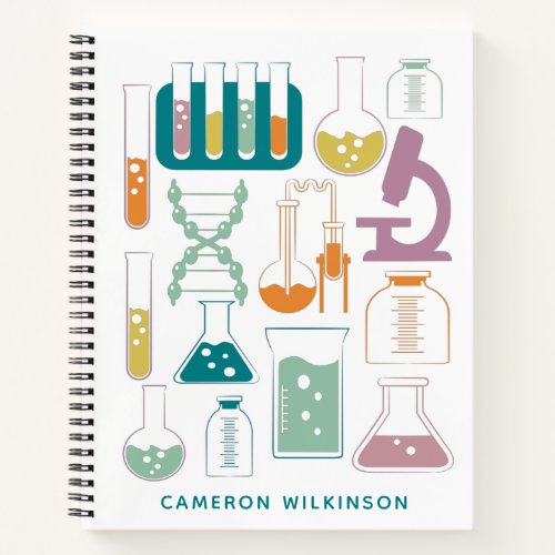 Fun Science Chemistry Laboratory Artwork Name Notebook