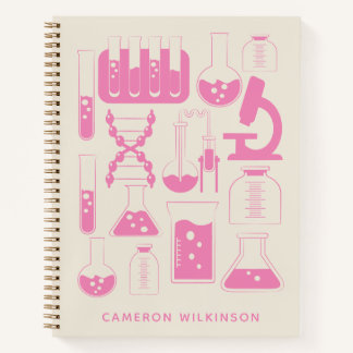 Fun Science Chemistry Laboratory Custom Pink Name Notebook
