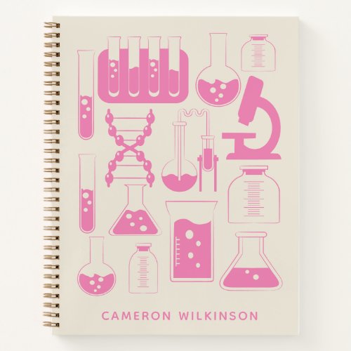 Fun Science Chemistry Laboratory Custom Pink Name Notebook
