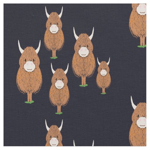 Fun Scottish Highland Cow Fabric
