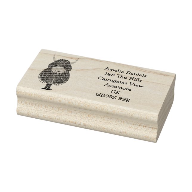 Fun Scottish Highland Cow  Return Address Rubber Stamp (Stamp)