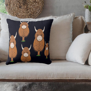 Fun Scottish Highland Cow Throw Pillow