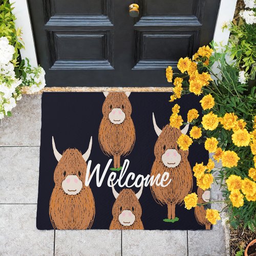 Fun Scottish Highland Cow Welcome Doormat