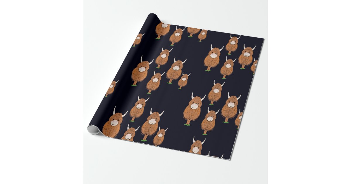 Fun Scottish Highland cow Wrapping Paper | Zazzle