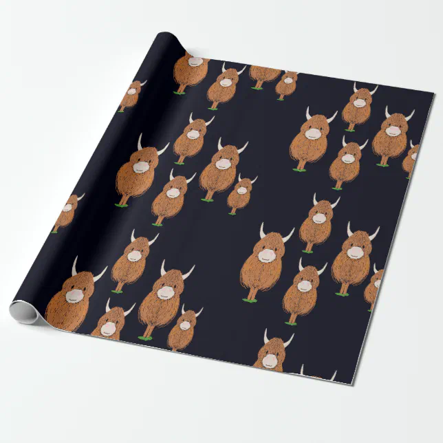 Fun Scottish Highland cow Wrapping Paper Zazzle
