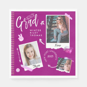 Fun Scrapbook Photo Album Notebook Then & Now Grad Napkins