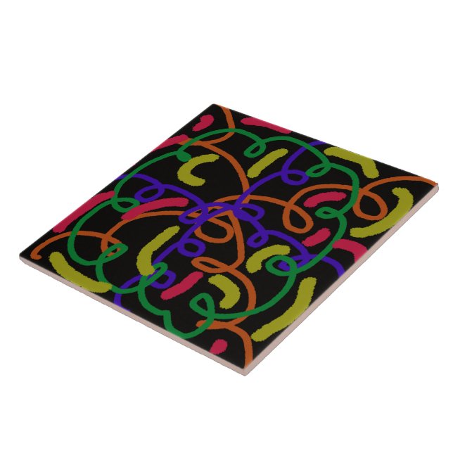 Fun Scribbles Art Doodles Colorful Kitchen Ceramic Tile (Side)