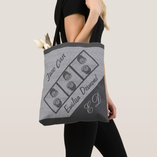 Fun Script Couples Two Can Toucans Smoke Grey Gray Tote Bag