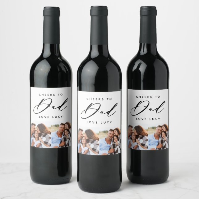 fun script dad multi photo wine label (Bottles)