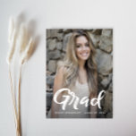 Fun script graduation save the date postcard<br><div class="desc">A custom photo design with editable text and white brush lettering.</div>