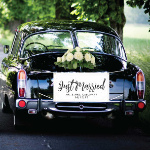 Fun Script Just Married Car Banner
