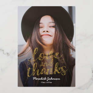 Fun Script Real Foil Graduation Thank You Card