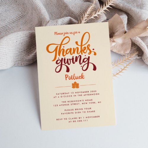 Fun script thanksgiving potluck invitation