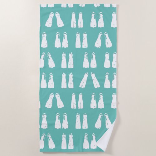 Fun Scuba Diving Fins Blue and white Beach Towel