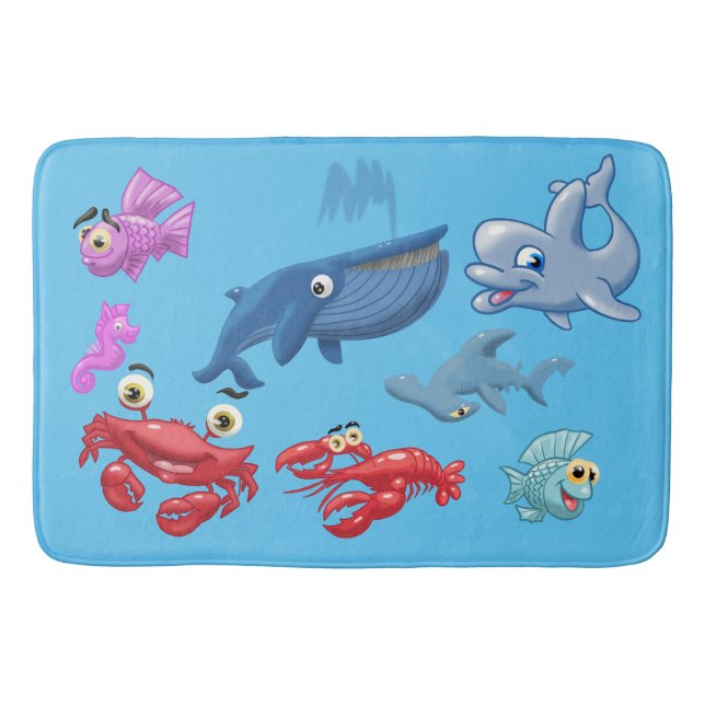 Fun Sea Creatures Bath Mat (Front)